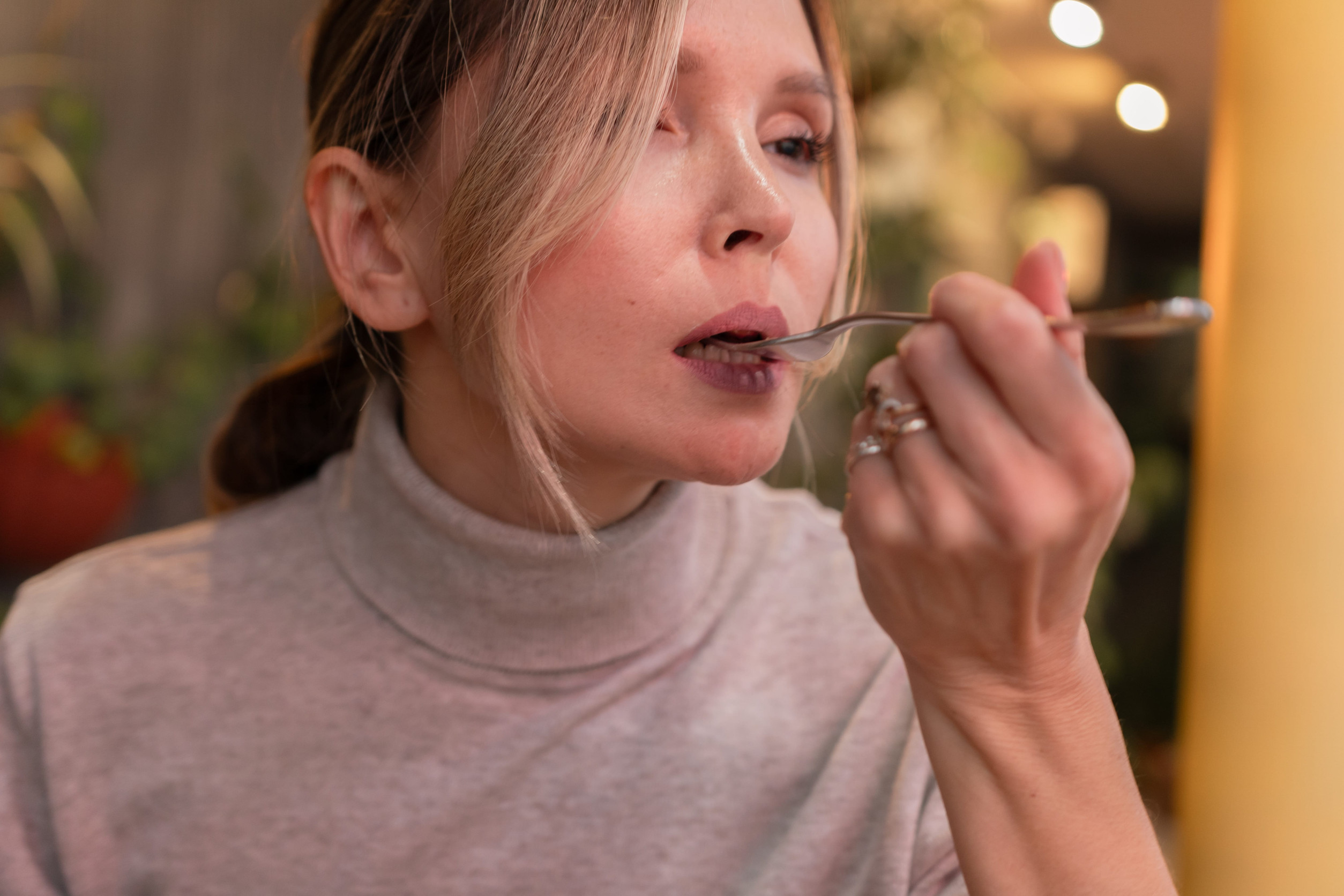 woman eating slowly enjoying taste